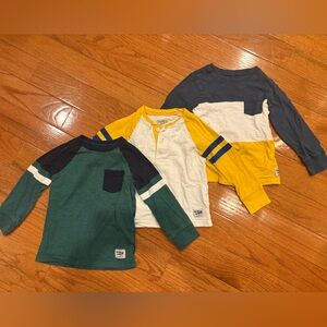 OshKosh B'gosh Green, Yellow, and Gray Long Sleeve Tees